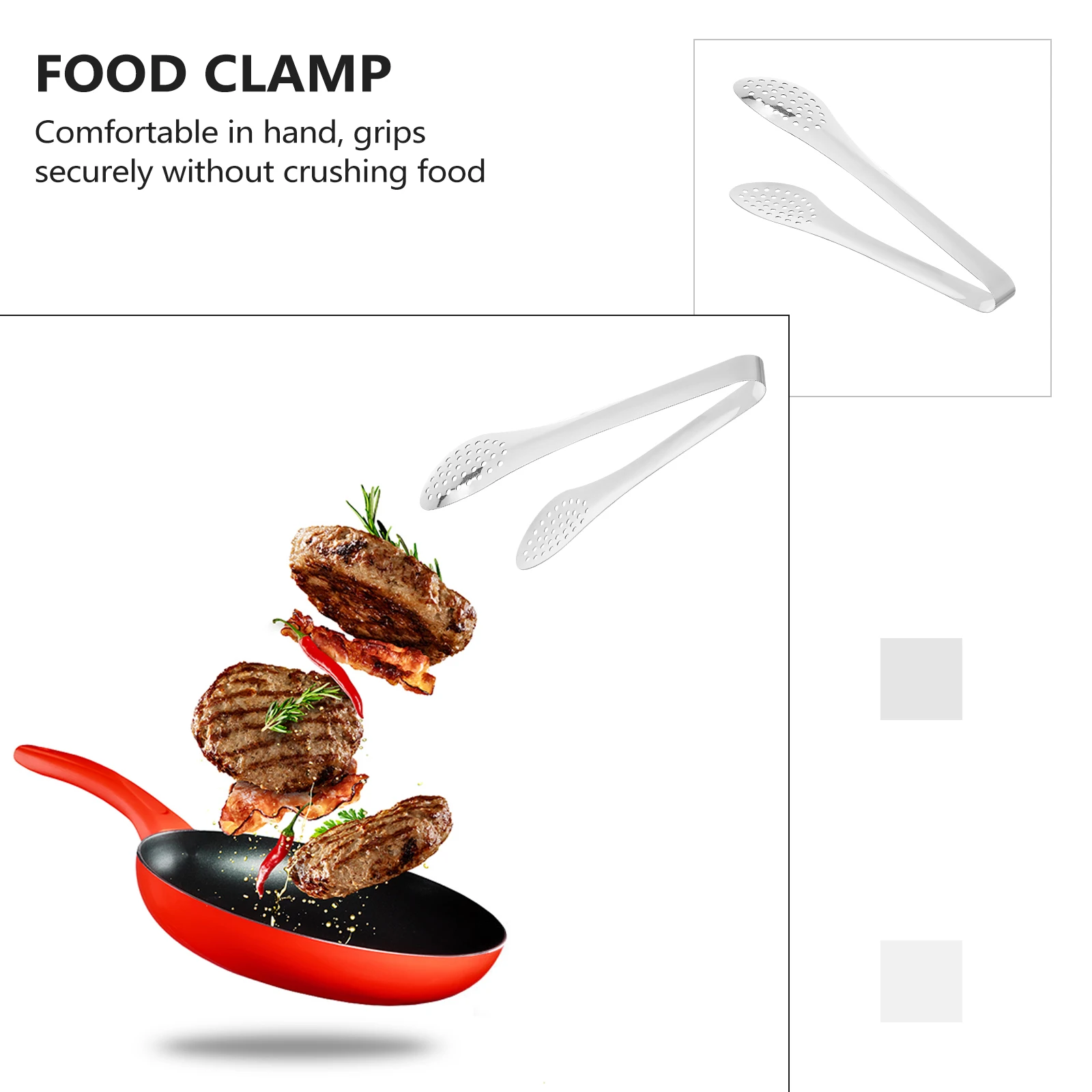

3pcs Stainless Steel Food Tongs Steak Clamps Ergonomic Kitchen Bbq Tools For Indoor Outdoor Cooking Serving Party
