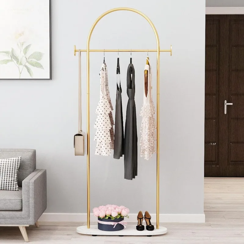 Gold Clothing Racks Heavy Duty, Gold Coat Racks Standing With Marble Base, Modern Coat Racks for Hanging Clothes