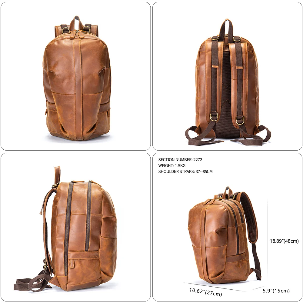 Grain Leather Full Men Backpack Personalized Vintage Laptop Travel s Rucksack Gift For Him Her