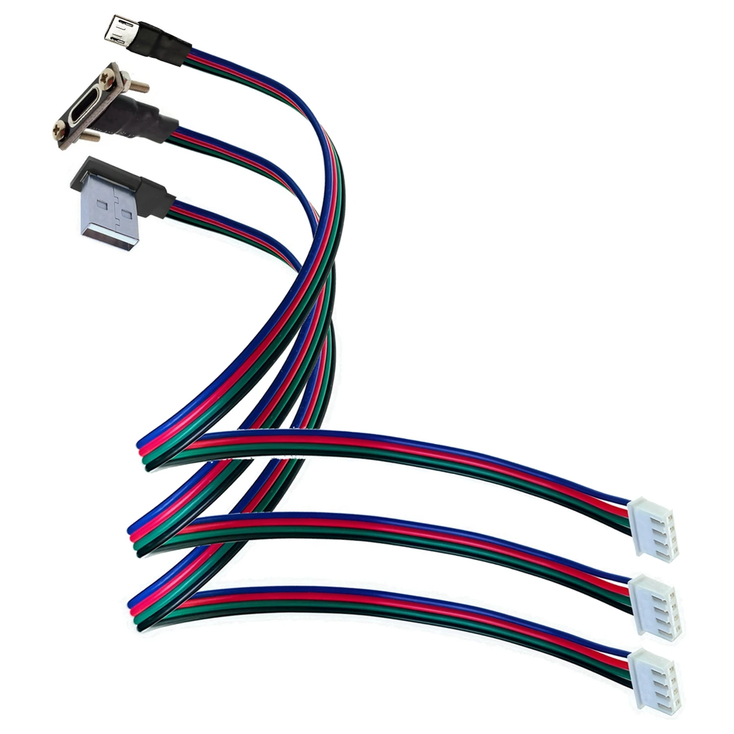 0.3M Type A Male Female USB Type-c  micro mini Plug Connector with Terminal Line Cable XH2.54-4P, 4 Core Power USB Socket 30CM