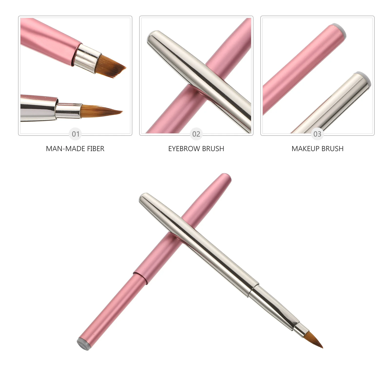 

2Pcs Makeup Brushes Eyebrow Lip Flat Fiber Portable Tools Professional Lipstick Eyeliner Brow Powder Applicators Girls