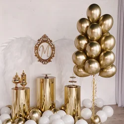 12 Stuks 5/10/12 Inch Metalen Latex Ballonnen Chroom Glanzend Metallic Ballonnen Roze Ballon Glod globos Verjaardagsfeestje Evenement Decoratie