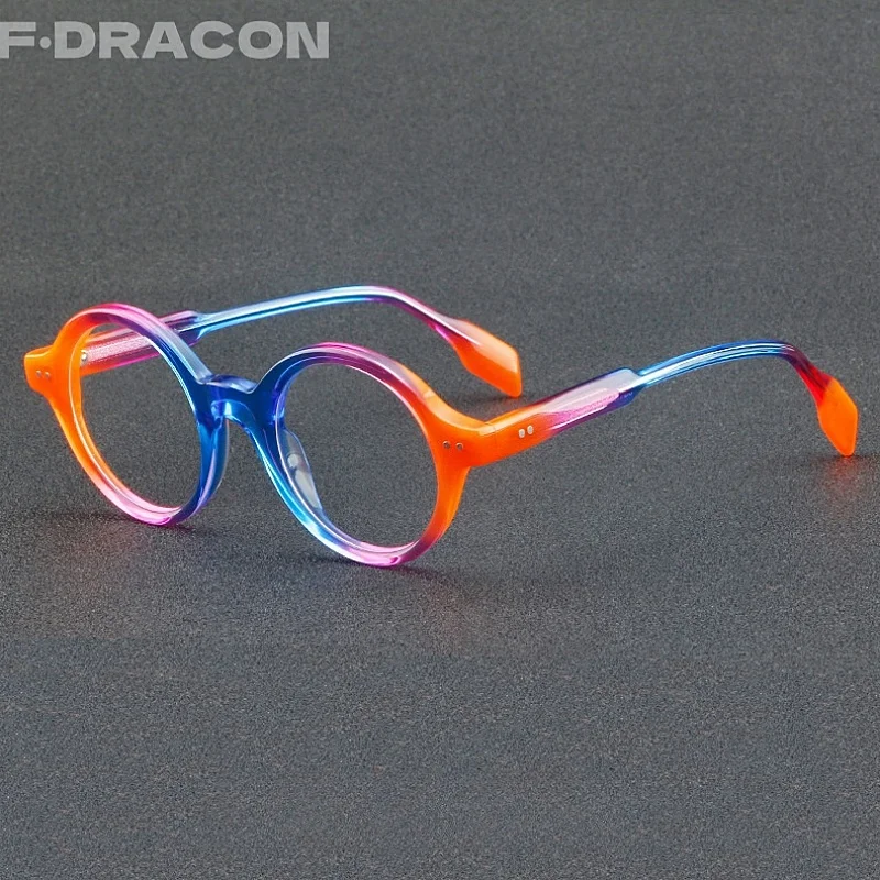 

F·DRACON Retro Plate Glasses Frame Patchwork Round Frame Men's Frame Anti-blue Light Optical Prescription Women's Frame 1138