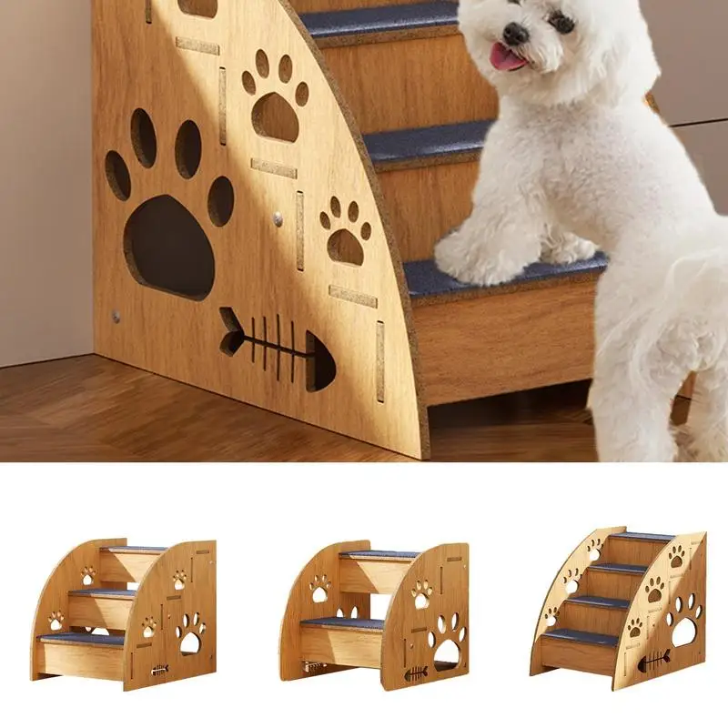 

Dog Stairs & Steps Wood Pet Stairs & Ramp Cat Ladder Wood Non-Slip For Medium Small large Dogs Old Cats Dog High Beds Cars