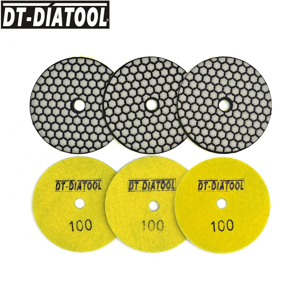 DT-DIATOOL Grit #50 6/12pcs  Dry Polishing Pads Resin Bond Flexible For Marble Ceramic 4