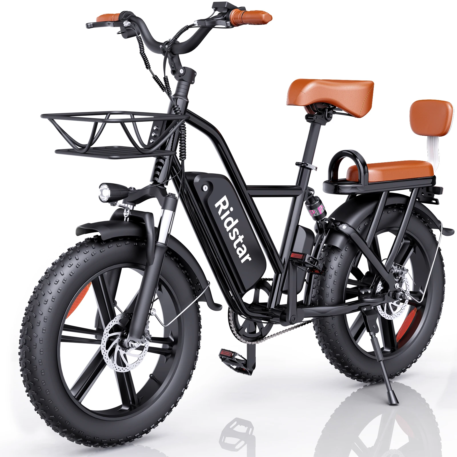 

Electric Bike 1000W 48V 15AH Battery Mountain Beach Ebike Outdoor Powerful Bicycle for Adult 20Inch Fat Tire With Front Basket