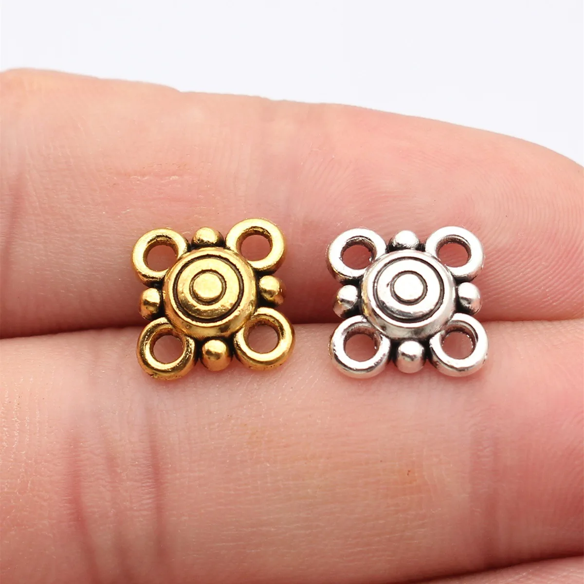 WYSIWYG 20 pièces 15x15mm Connecteurs Breloques Couleur Argent Vieilli Couleur Or Vieilli pour la Fabrication de Bijoux DIY Apprêts de Bijouterie