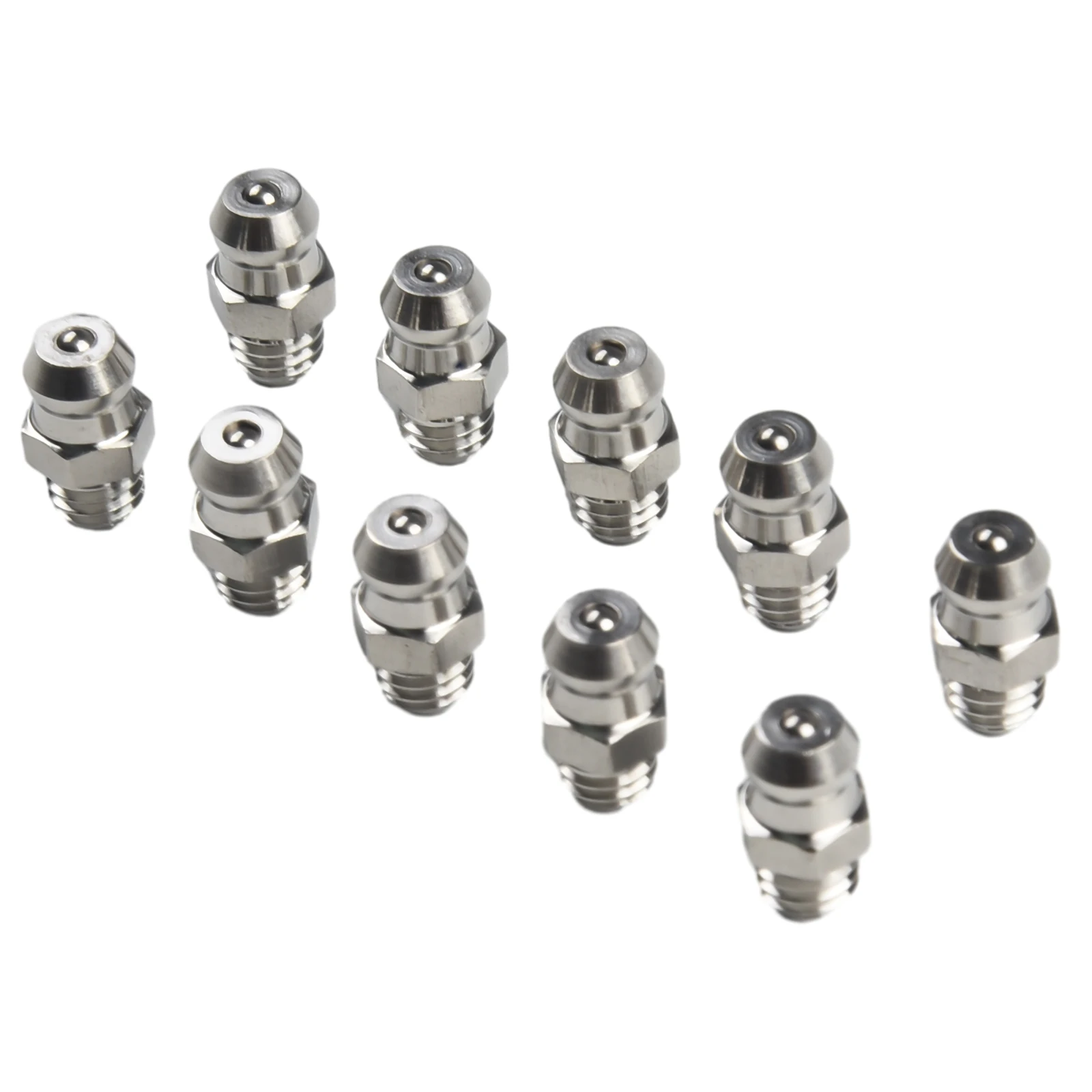 Grease Nipple 10Pcs Straight Hydraulic Grease Fitting M6 x 1mm Thread Easy to Replace with 201 Stainless Steel Material