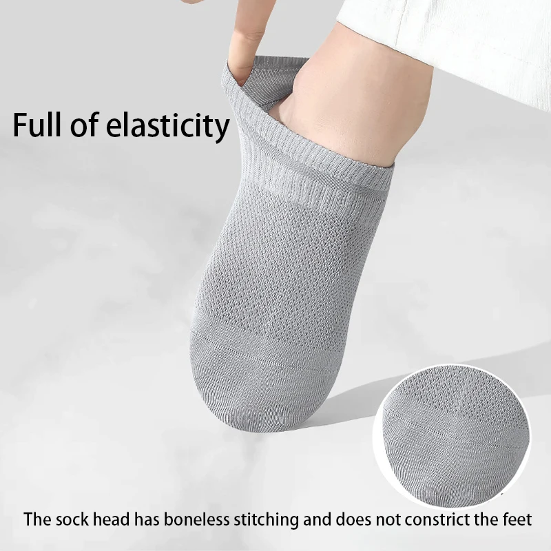 High Quality 5Pairs Men's Socks Cotton100%  Summer Mesh Breathable Comfortable boat Sock 200 Needle Silicone Anti Slip Man New