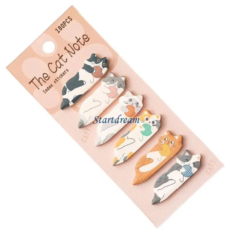 180 Counts Kitten Notes Pad 15x45mm Adhesive Index Sticker Writable Page Tabs K92C
