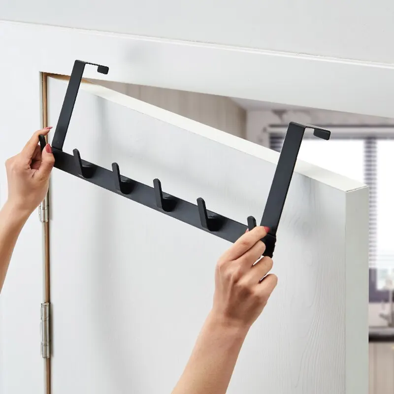 Sobre a porta 5 gancho cabide rack para casaco chapéu toalha banheiro organizador de cozinha