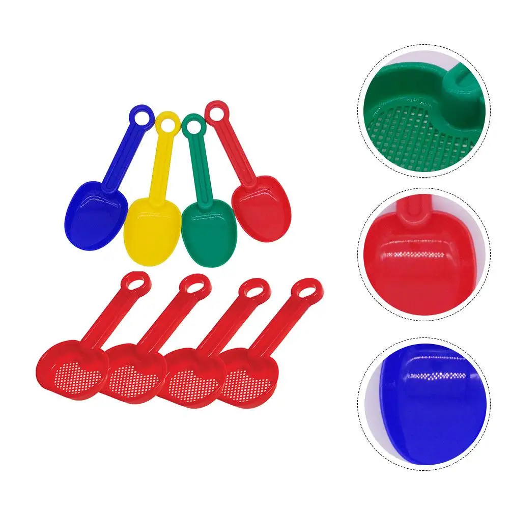 8 pçs pá de areia brinquedos crianças praia sandbox jogar pás aleatórias 4 colheres material pp leve verão diversão promover