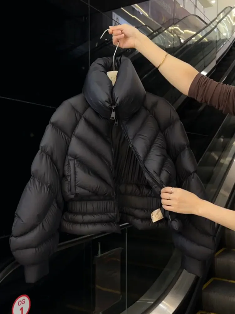 엘리 하이웨이스트 오트 블라 다운 재킷 여성용 겨울 2025 신상 슬레 한국 버전 나일론 원단 롱 코트