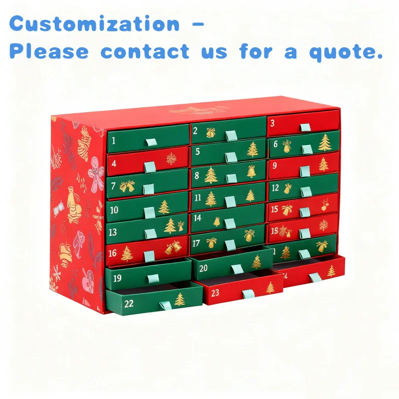 

custom.Hot Sale Custom 24-Drawer Advent Calendar Box Recycled Beauty Countdown with Embossed Design Photo Frame Us