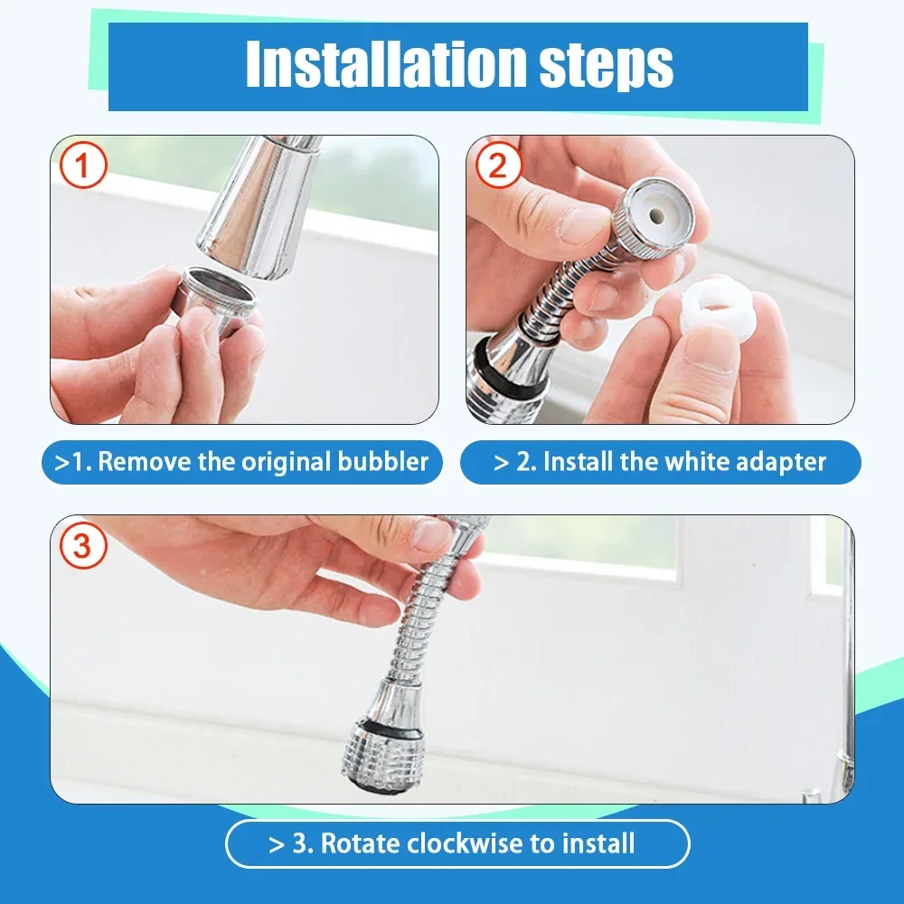 1PC 360 ° Swivel Faucet Extender Water Tap Aerator Nozzle Bubbler 2 Modes Water Saving Sprayer Filter ABS Kitchen Accessories