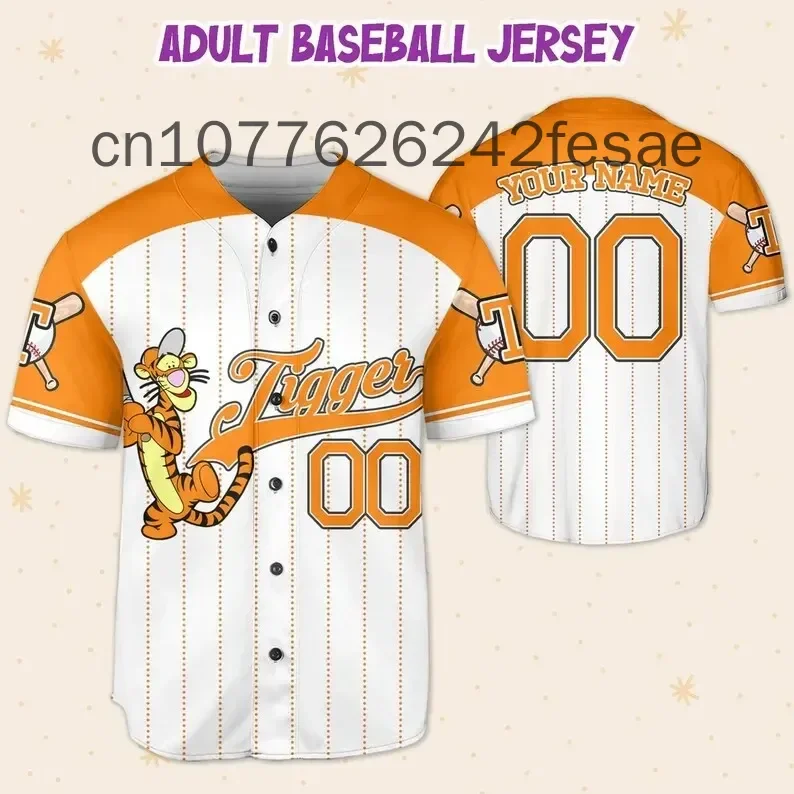 Tigger White Yellow Disney Baseball Jersey Tigger Winnie The Pooh Black Orange Disney Unisex Cartoon Graphic Casual Outfits