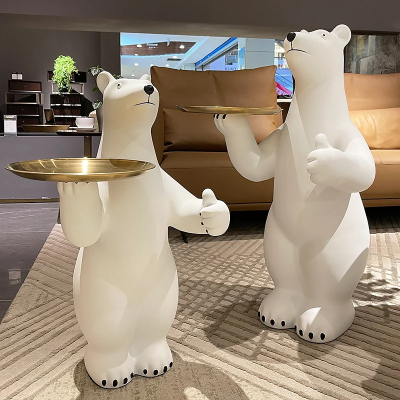 Creative polar bear large floor decoration living room TV cabinet porch tray for home decoration gifts