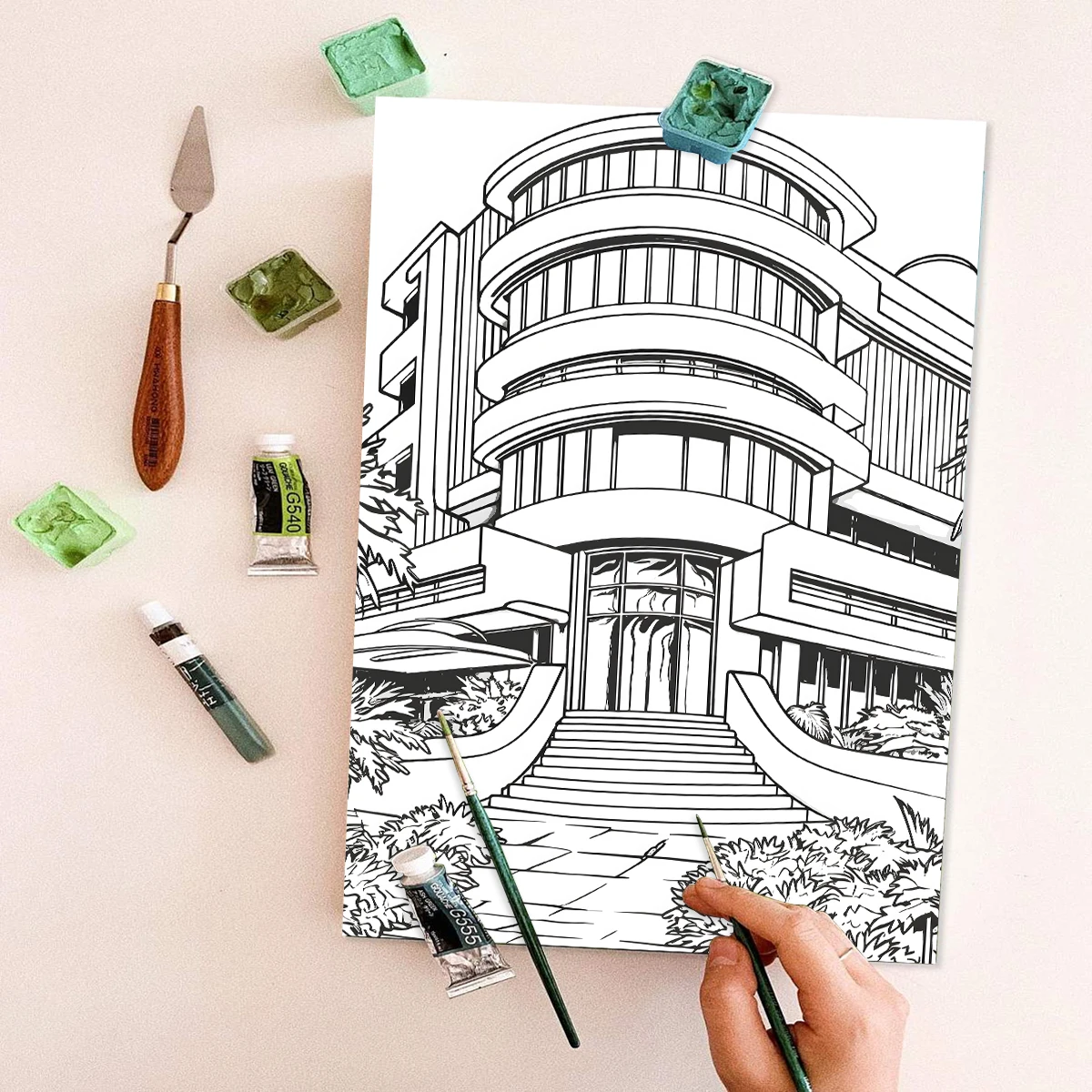 1PC Future Architecture Coloring Book Drawings for Kids Teens Adults Creative Inspirational Stress Relief Relaxation 20 Pages