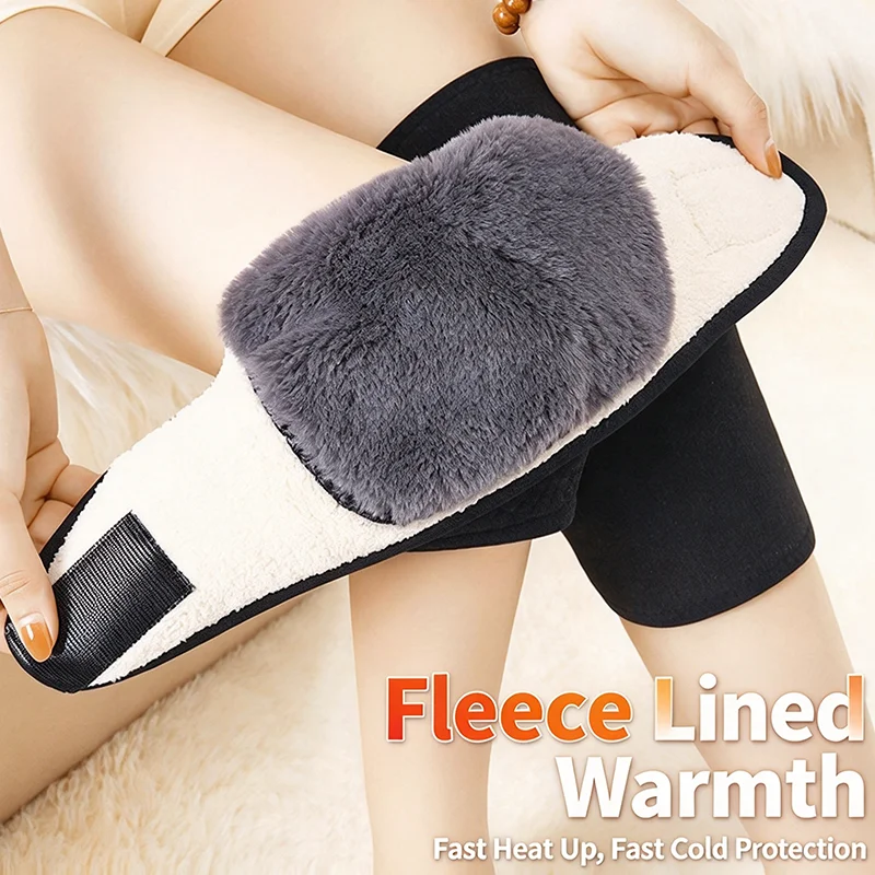 Adjustable Plush Two Layer Knee Support Winter Cold Proof Hiking Knee Sleeves Cycling Running Outdoor Knee Protector Pads