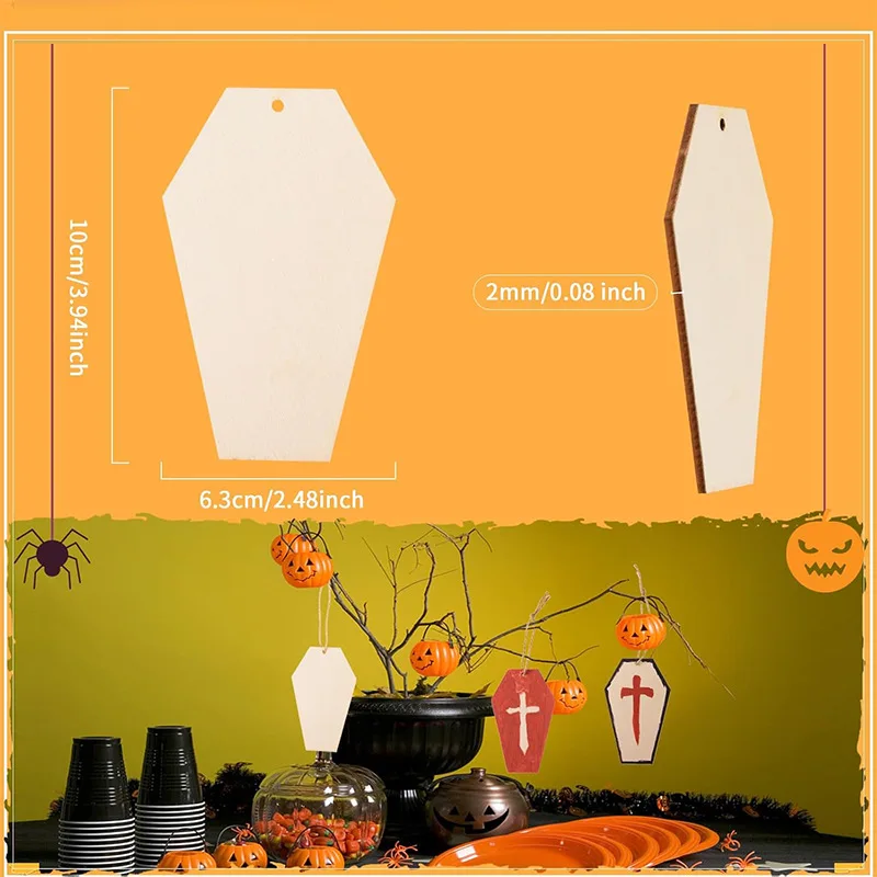 أشكال شبح خشبية للحرف اليدوية - قطع خشبية غير مكتملة للرسم، فن الكتابة على الجدران، زينة معلقة لعيد الميلاد والهالوين