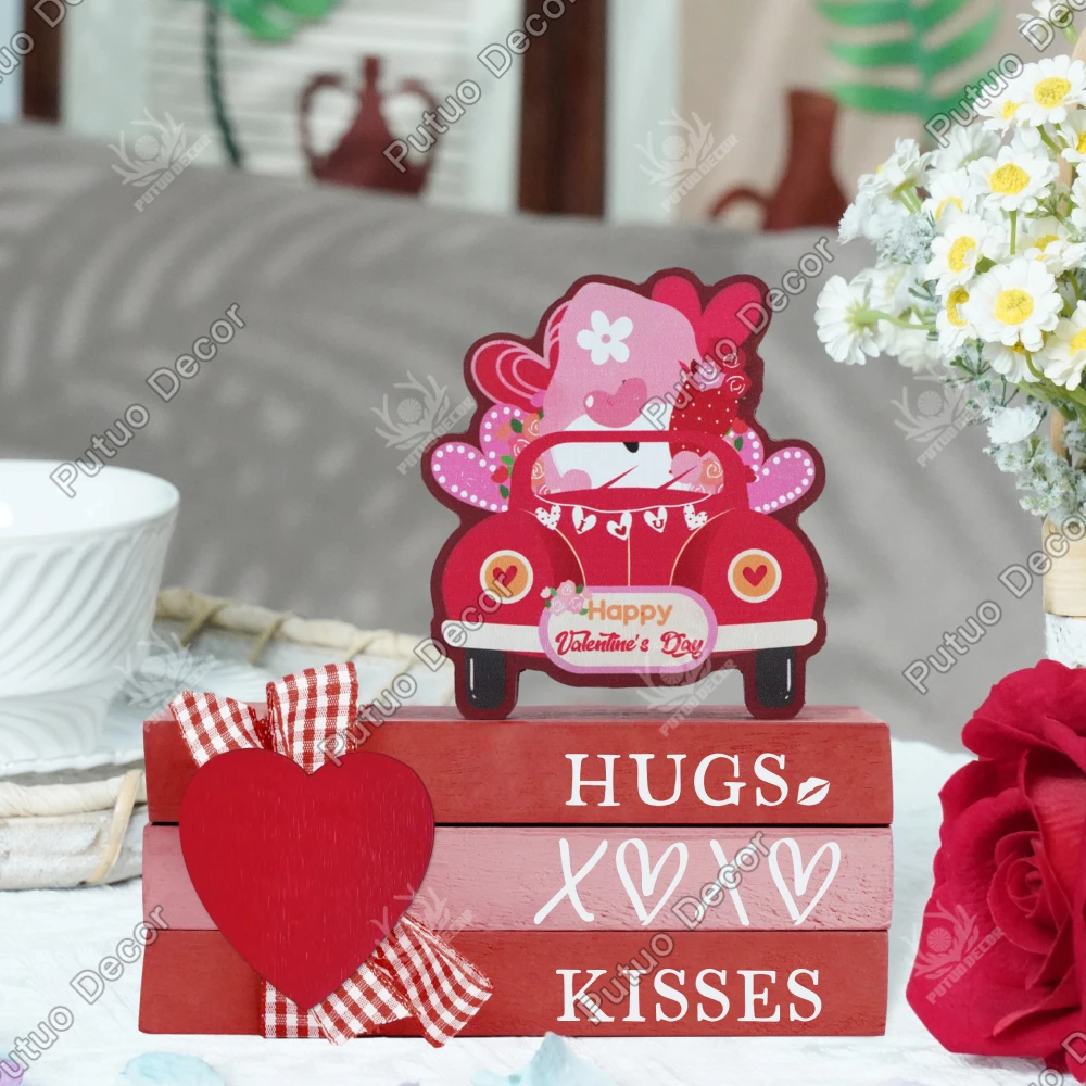 Putuo Decor Wooden Sign Table Decor,, Desktop Decoration for Home Farmhouse Living Room  Cafe, X Inches Valentine's Day Gifts