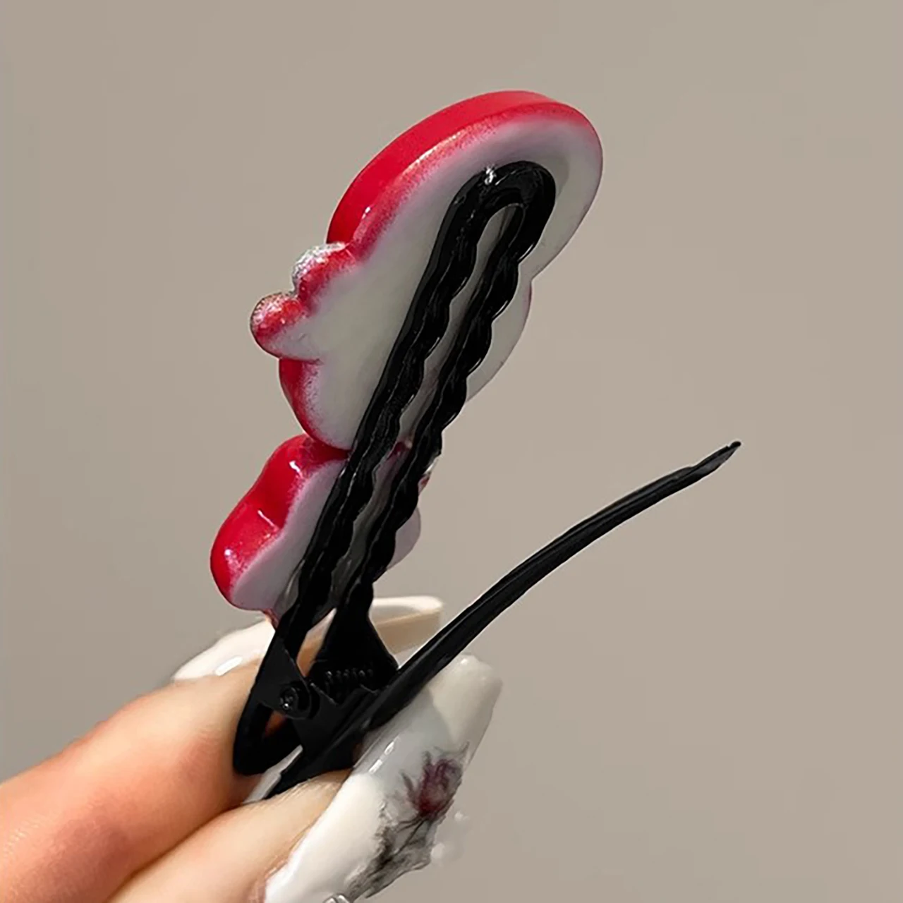 2 개/대 새로운 귀여운 빨간 사과 헤어 클립 달콤한 소녀 오리 혀 클립 앞머리 클립 어린이 헤어핀 헤어 액세서리