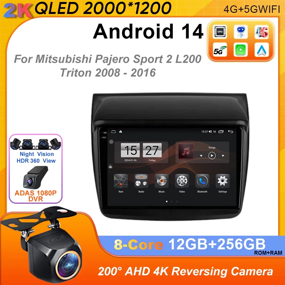 

Android 14 Car Radio For Mitsubishi Pajero Sport 2 L200 Triton 2008 - 2016 Multimedia Player Carplay DVD 4G BT GPS WIFI Stereo
