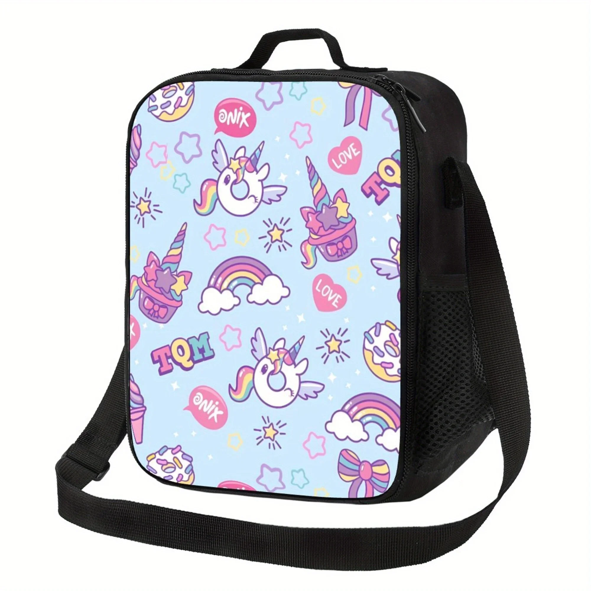 

1pc Rainbow Unicorn Pattern Insulated Lunch Bag - Waterproof Polyester, Reusable & Durable, Ideal for Camping, Picnics,