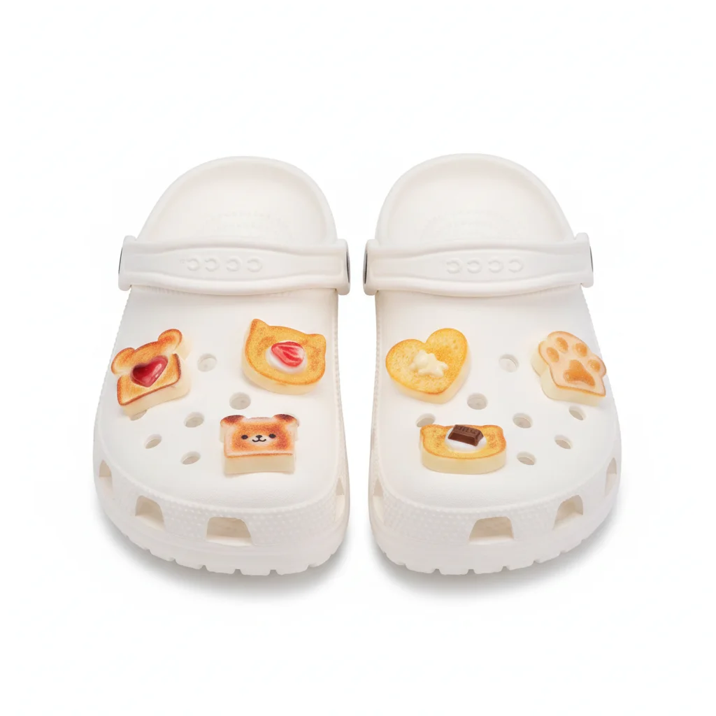 12-Pack Toast Bread Food Series Resin Shoe Charms - Miniature Food Decor for Sandals, Beach Bags & DIY Crafts