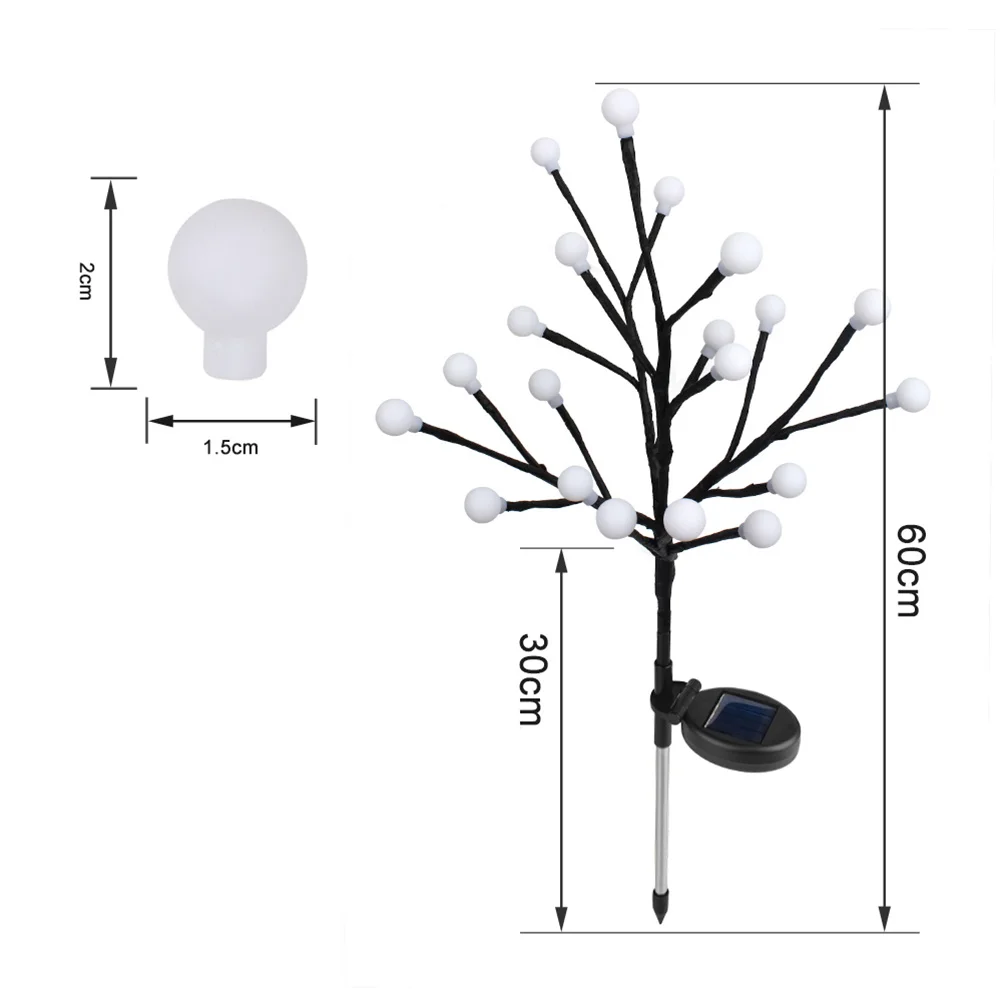2Pcs Solar LED Branches Light Warm White Outdoor Garden Lawn Lights Landscape Lamp Waterproof Energy Saving Solar LED Lights