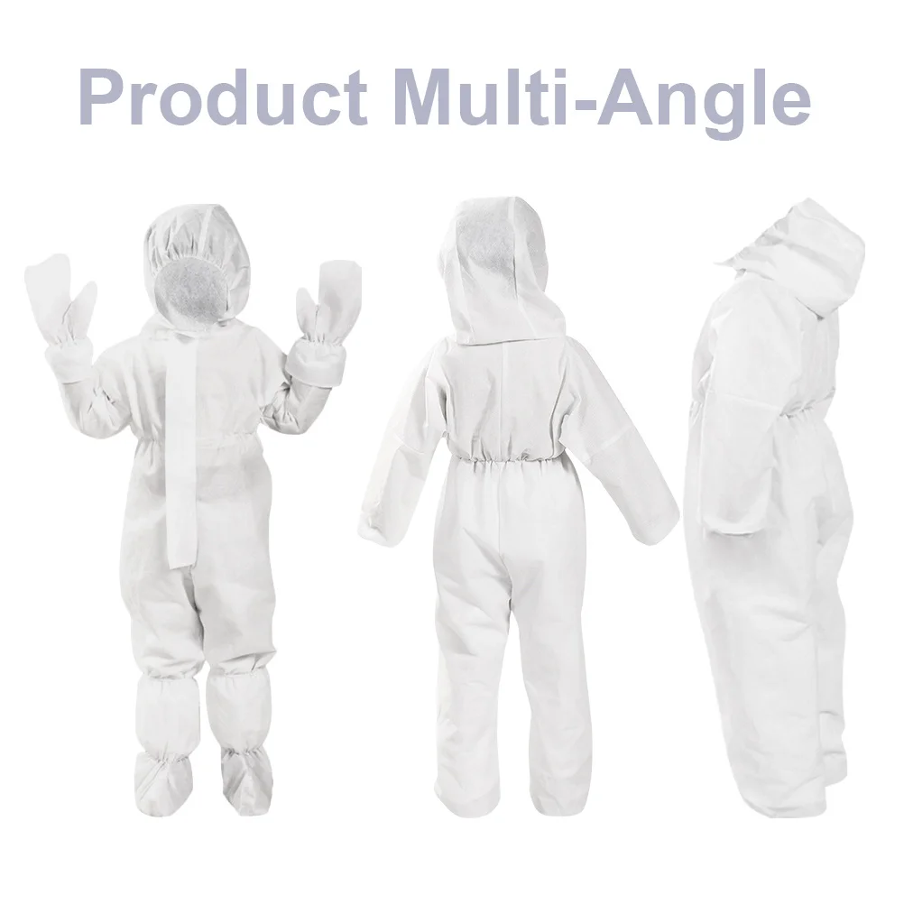 후드와 지퍼가 있는 일회용 보호복 일체형 비직포 슈트 야외 페인팅 청소 먼지 화학용