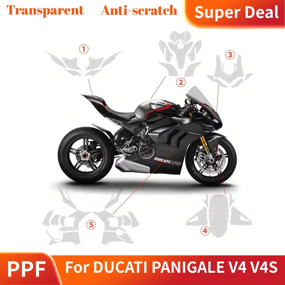 For DUCATI Panigale V4 V4S Motorcycle Fairing PPF Kit Real TPU Paint Protection Film Anti Scratch Body Guard Wrap Sticker
