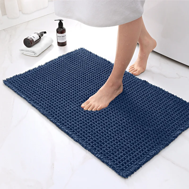 Solid Color Waffle Carpet Bathroom Entrance Door Absorbent Floor Mat Waffle Door Mat Bathroom Non-slip Floor Mat