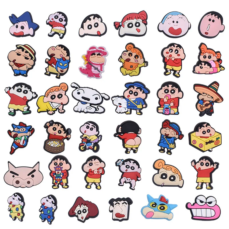 

6-200PCS Funny Boy Japanese Cartoon Shoe Charms PVC Shoe&Wrist strap Accessories For Sandals Decoration Buckle Kids Friends Gift