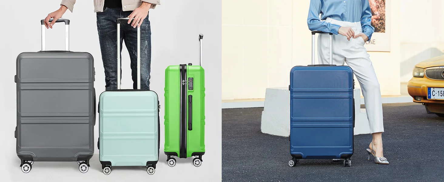 KONO Hartschalen Koffer, Leichte ABS Trolleys mit Zwillingsrollen, TSA Schloss, Reisekoffer（M/L/XL） – Detail 3