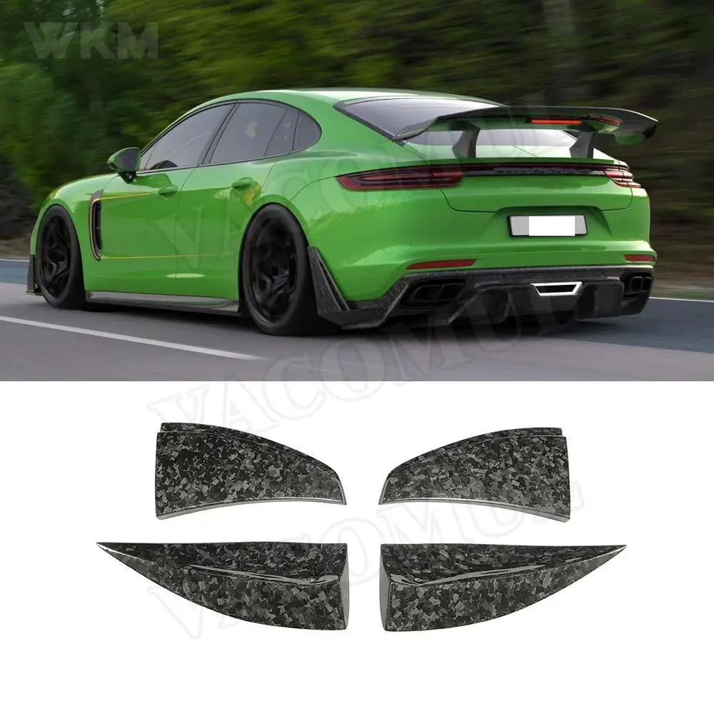 

Dry Carbon Fiber Rear Lip Splitters Flaps Spoiler For Porsche Panamera 971 2017-2019 Forged Carbon Back Bumper Trunk Trim Aprons