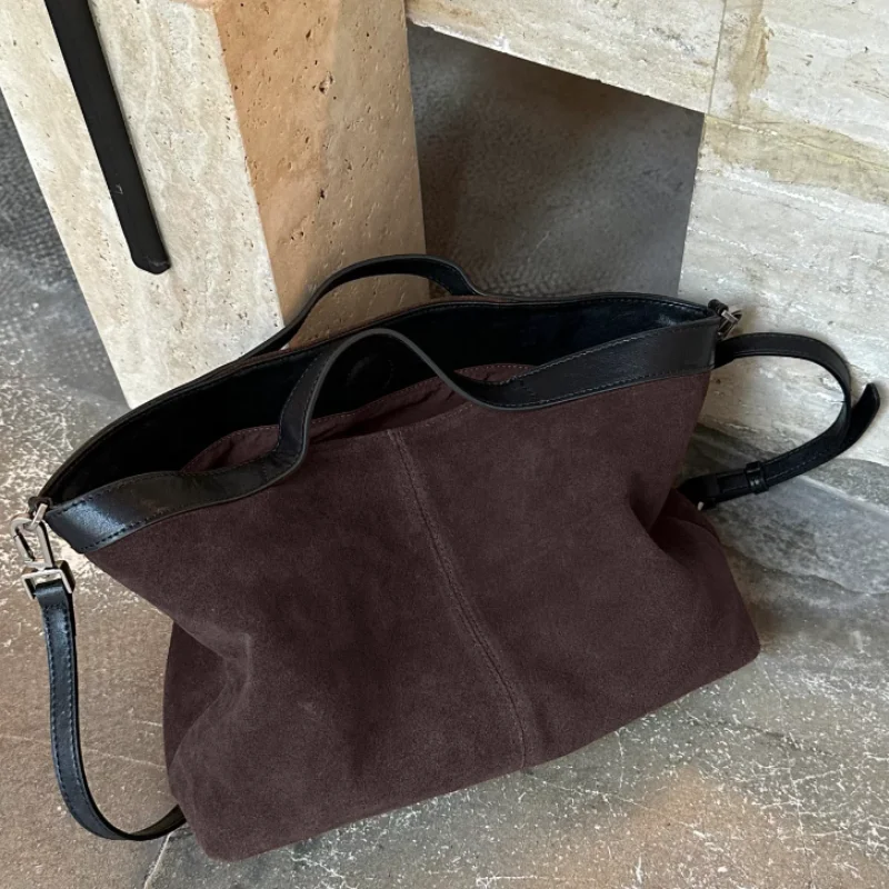 

Brand Suede Tote Bag Women‘s Minimalist Horizontal Square Shoulder Bag Luxury Leather Crossbody Bag Large Capacity Shopping Bag