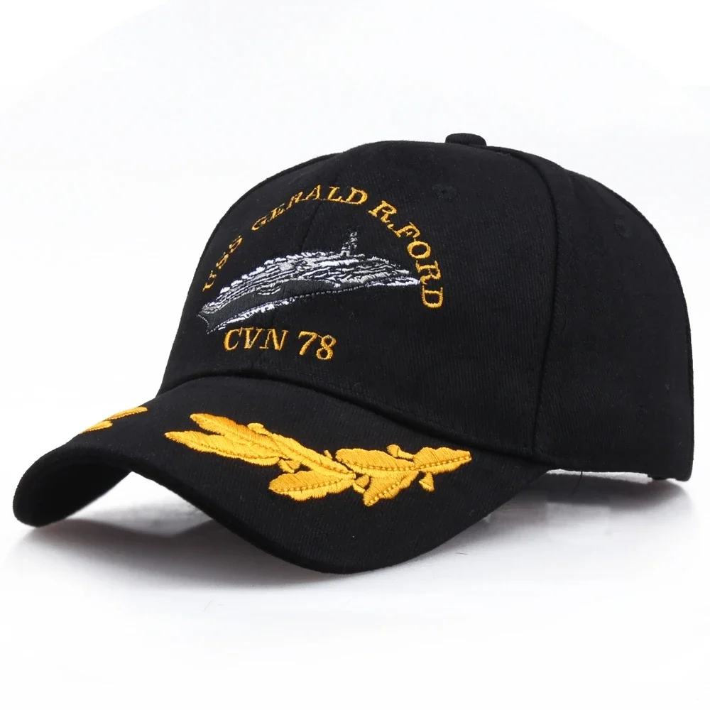 U.S. Baseball Hat Souvenir Ship Sailor Black Sun Hat Outdoor Embroideried Caps New Arrival