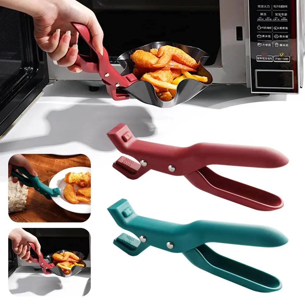 Anti-Scalding Dish Plate Gripper Clips Tongs Clamp Holder for Moving Hot Plate or Bowls Out from Pot Microwave Oven 1/2pcs