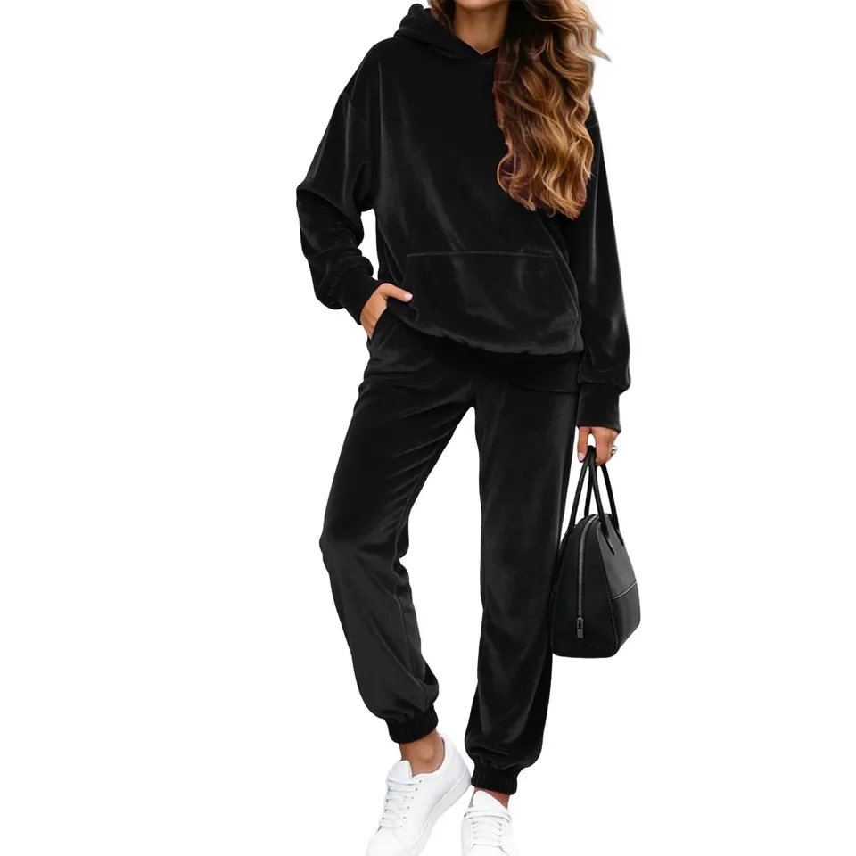 Velvet Tracksuit Women Two Piece Set Sportswear 2026 Spring New Hoodies And Pants Sports Suit Harajuku Streetwear Jogger Outfit
