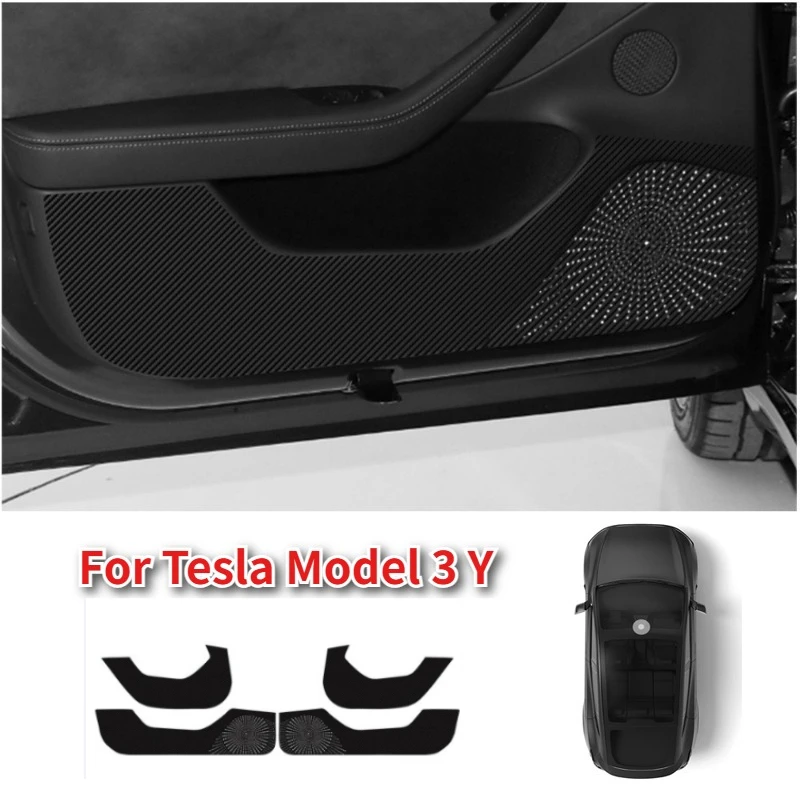 

For Tesla Model 3 Y Car Door Anti-Kick Pad Leather Sticker Trim Side Door Sill Protector Cover Car Interior Decoration 2017-2025