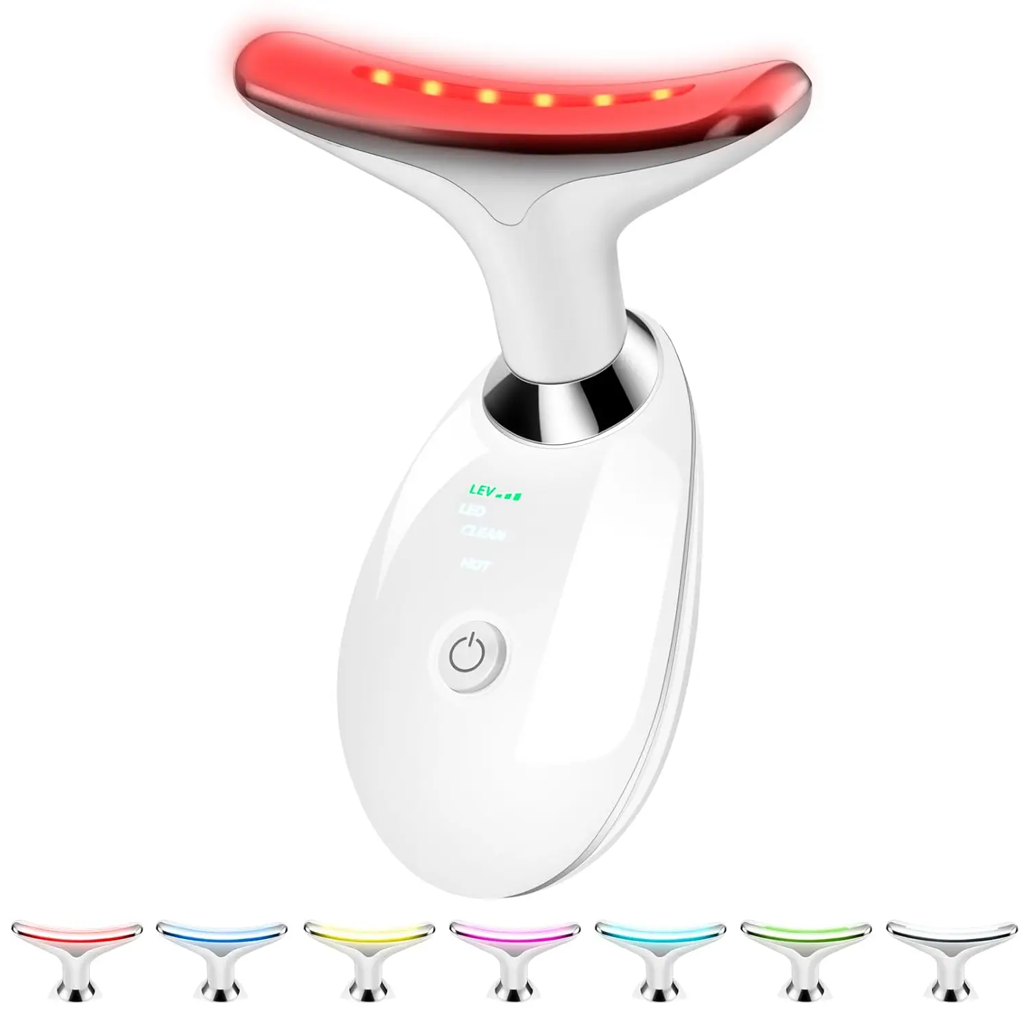 Gesichtsmassagegerät, 3-farbige Gesichtsmassage, Anti-Aging-Gesichts-Nacken-Augengerät, 7 Modi, mit 45 Stück ° C Heat Face Toning Device Hautpflege-Tools f
