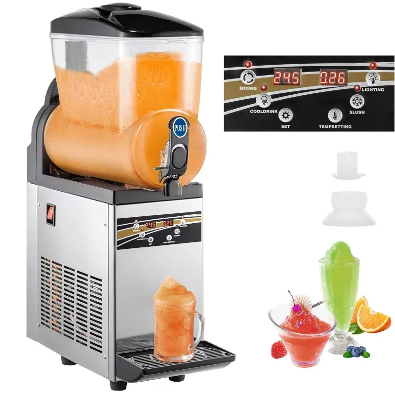 2026VEVOR Commercial Slushy Ice Machine, 1X15L Commercial Slushy Machine, Stainless Steel Smoothie Frozen Drink Maker,500W for C