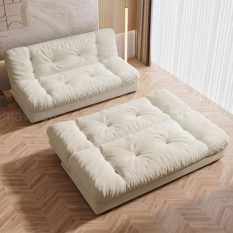 

Cloud Shape Soft Lazy Sofa Adjustable Backrest Home Furniture Fulled Of Sponge Comfortable Foldable Living Room White Sofa Bed