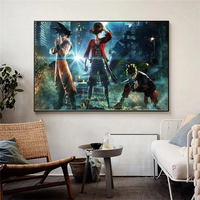 Japanese Anime Canvas Painting Naruto One Piece Luffy Dragon Ball Goku Cartoon Posters Print Mural Pictures Wall Art Home Decor