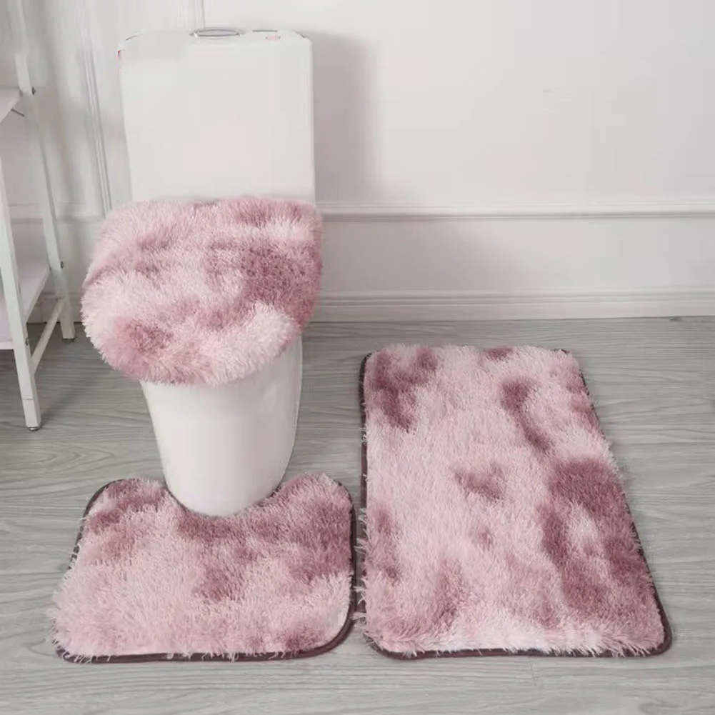 Bathroom Mat Tie-dye Plush Carpet Toilet Three-piece Non-slip Mat Bathroom Absorbent Set Home Decor Bath Rug Floor Mat