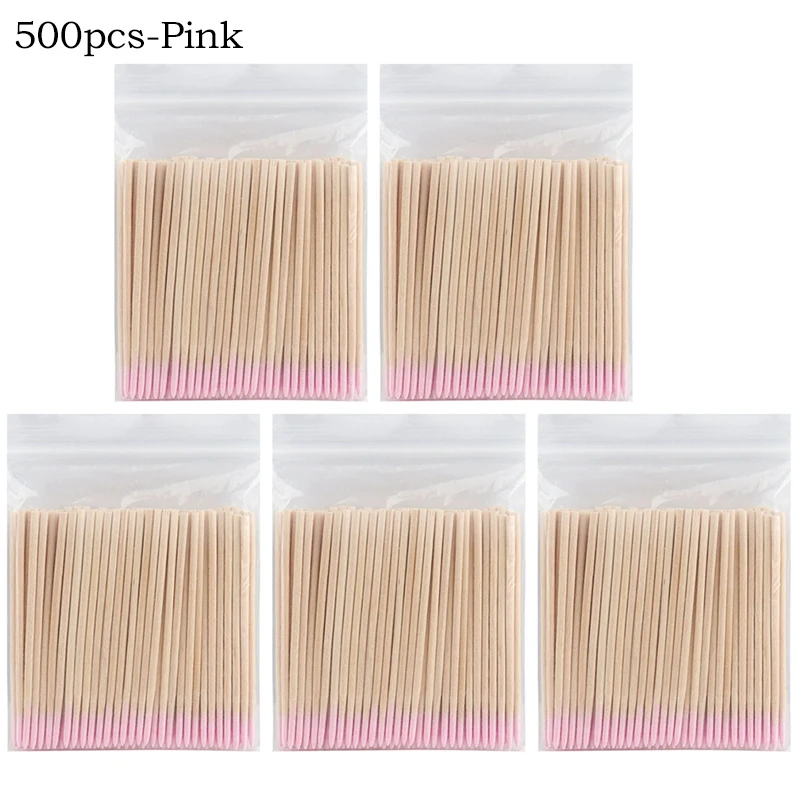 100/300/500Pcs Einweg Holz Baumwolle Tupfer Doppel Kopf Lippenstift Ohr Tupfer Wimpern Reinigung Baumwolle Knospen Maniküre schönheit Liefert