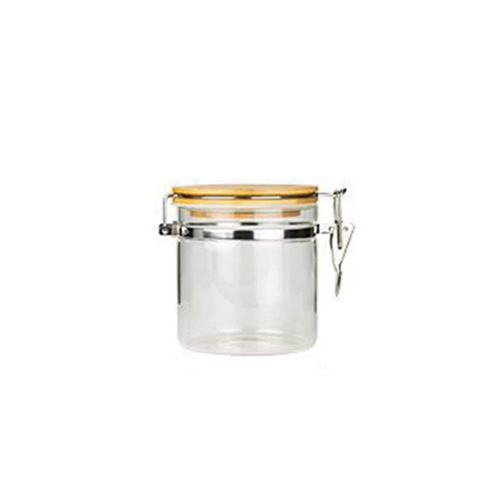 

Glass Sealed Containers Airtight Bamboo Lid Food Storage Jars Kitchen Dry Canisters Clear High Grade Safe Long Lasting