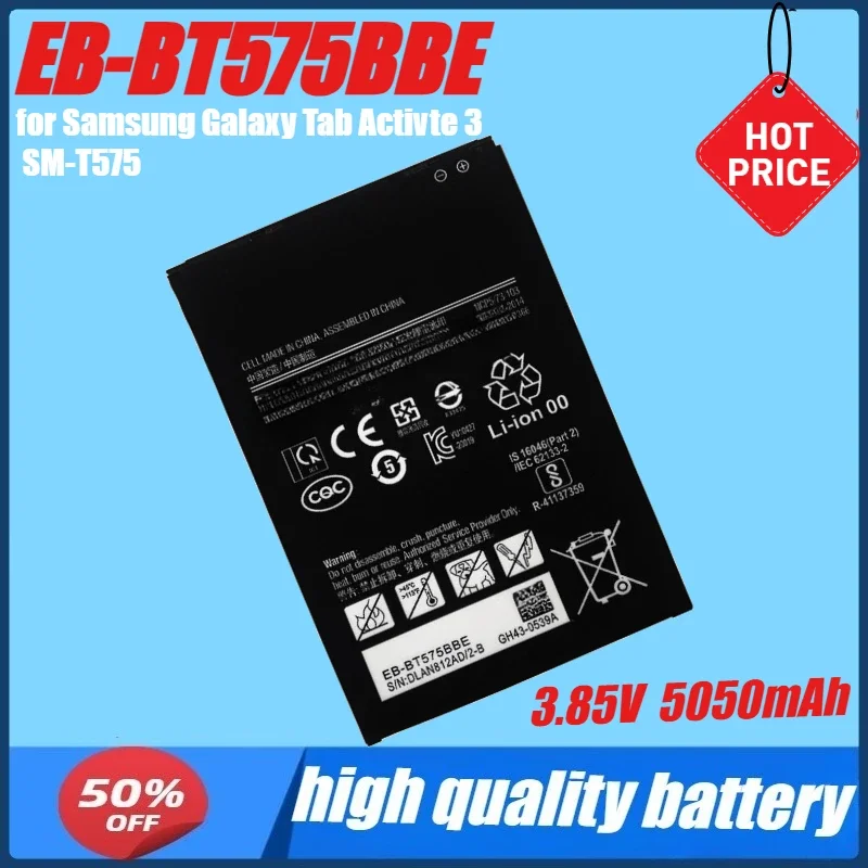 

3.85V 5050mAh 19.44Wh EB-BT575BBE Battery for Samsung Galaxy Tab Activte 3 SM-T575 Mobile Phone Battery