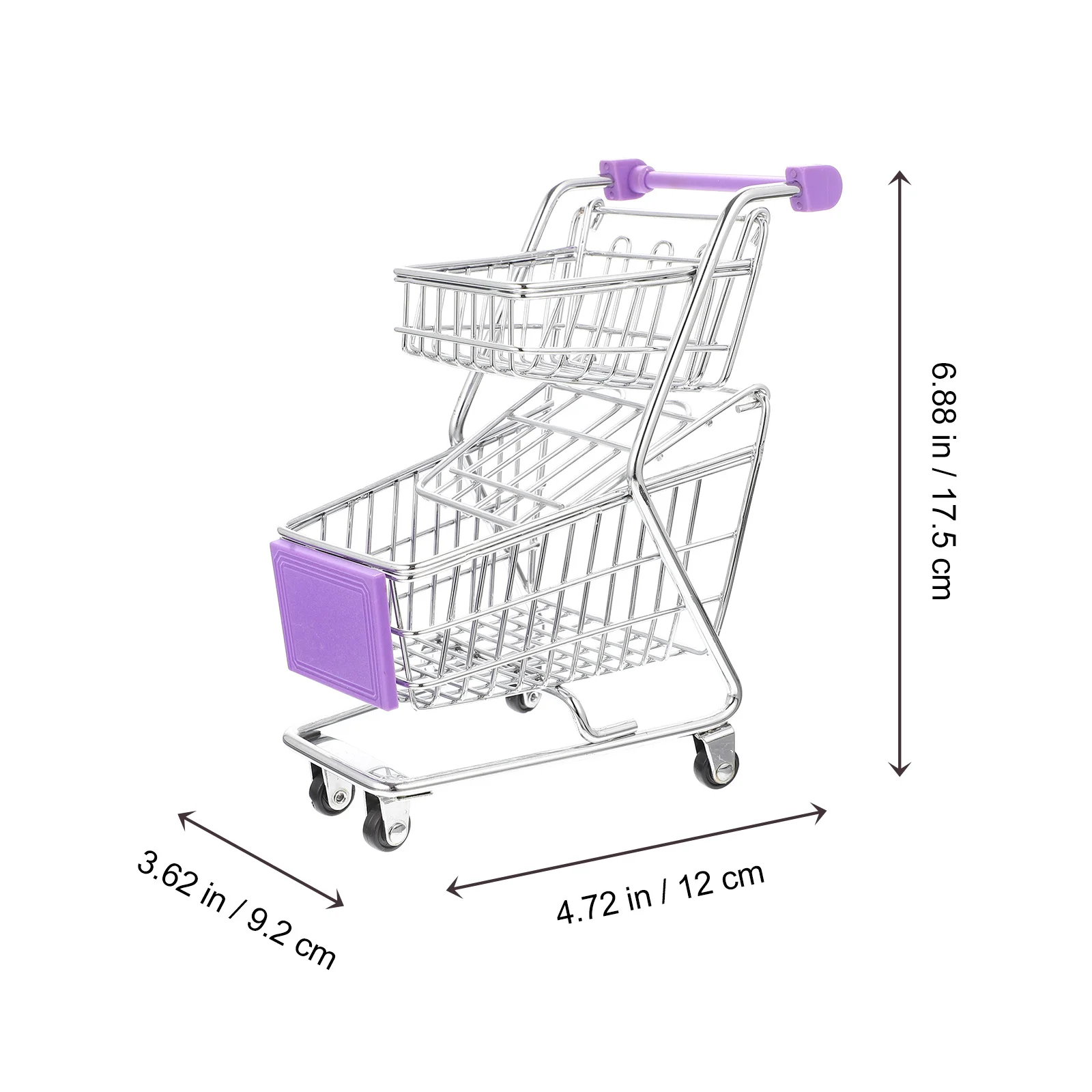 Carrito de compras en miniatura de doble capa, carrito de supermercado pequeño para niños, decoración de escritorio de aleación Abs, juego de regalo, simulación